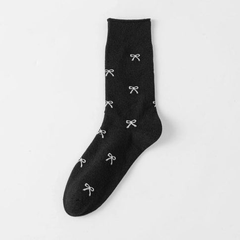 Allover Bow Print Mid Socks