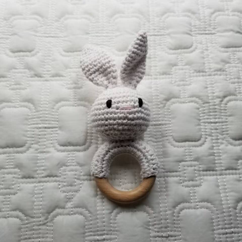 Knitting Bunny Hand Crochet Rattle