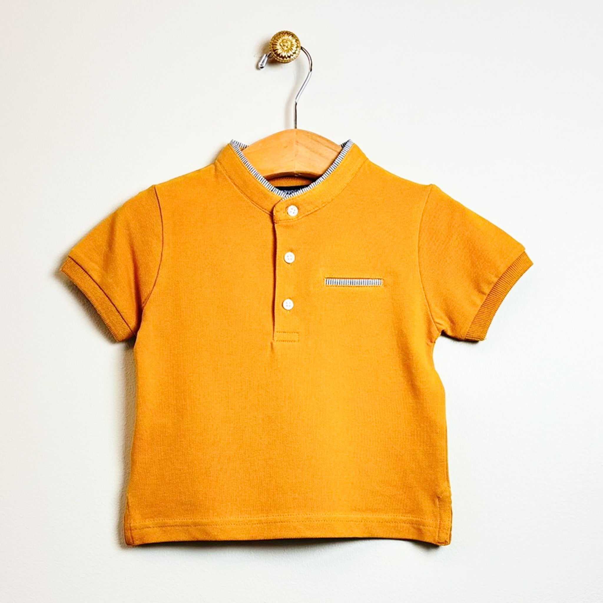 Mustard Band Collar Infant Polo