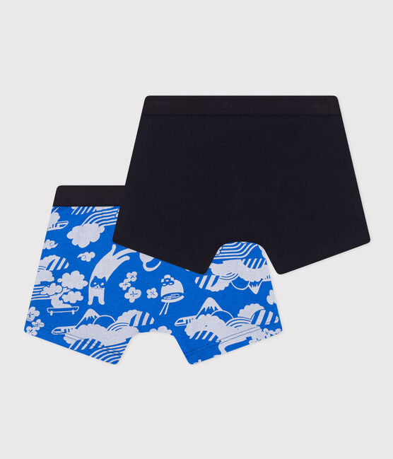 Petit Bateau 2 pack Navy/Blue Print Boxers