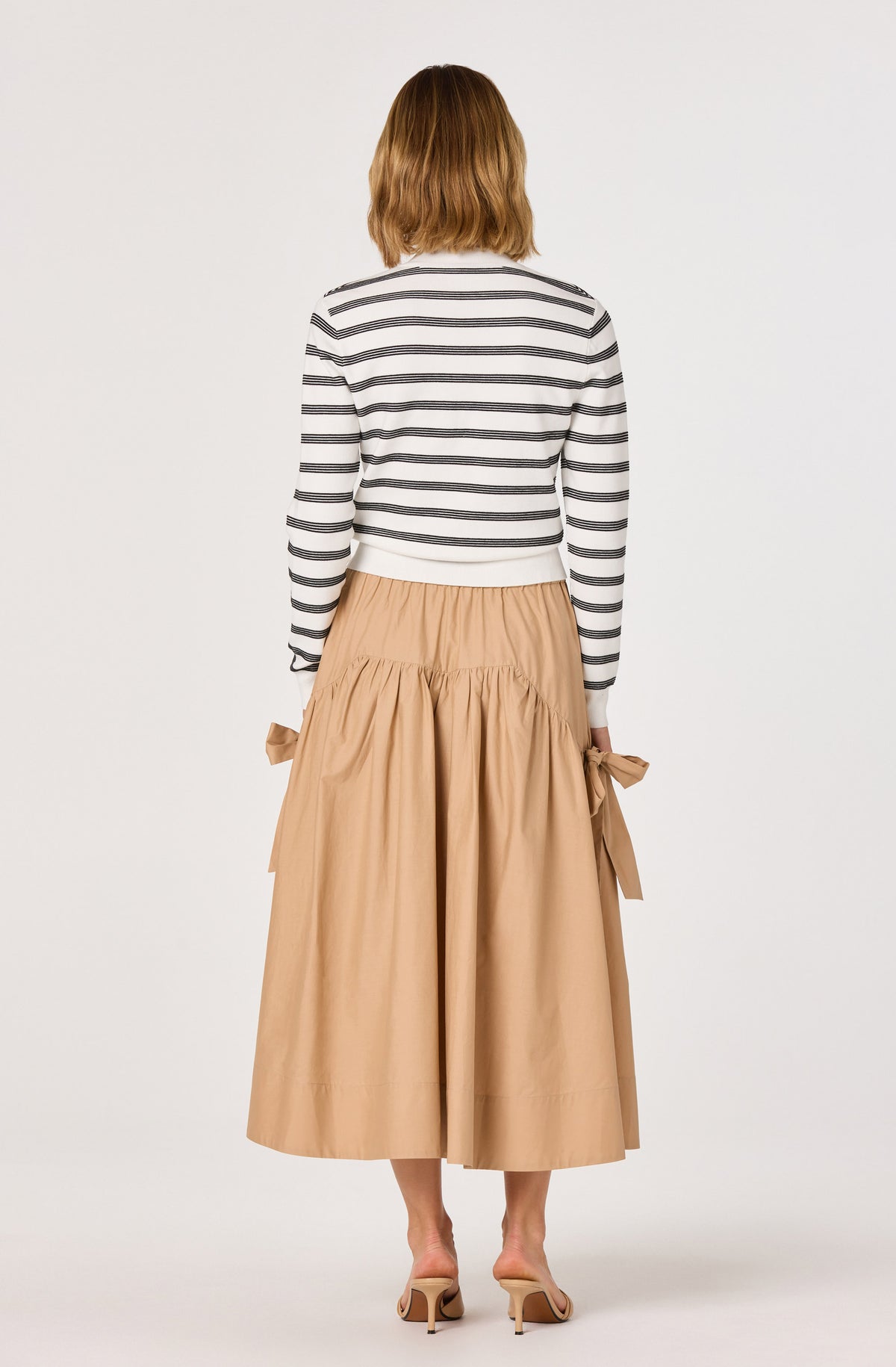 Lylah Khaki Full Skirt with Bows