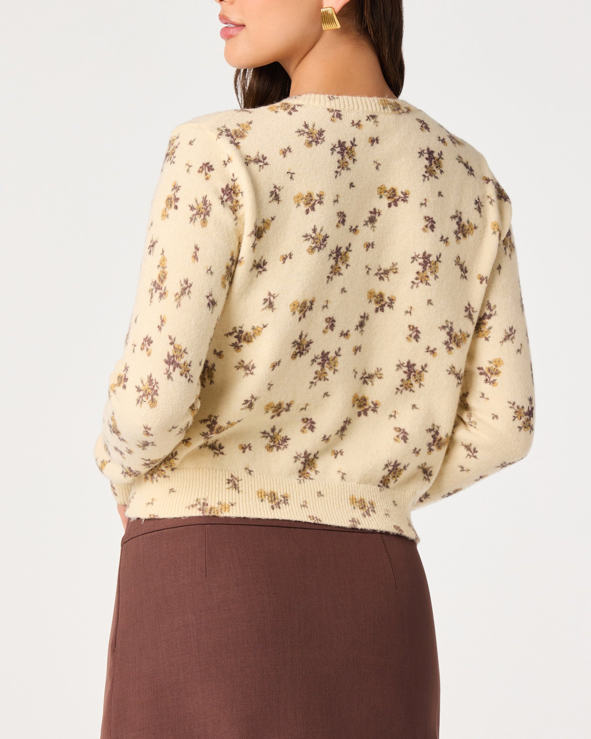 Ecru Floral Print Cardigan