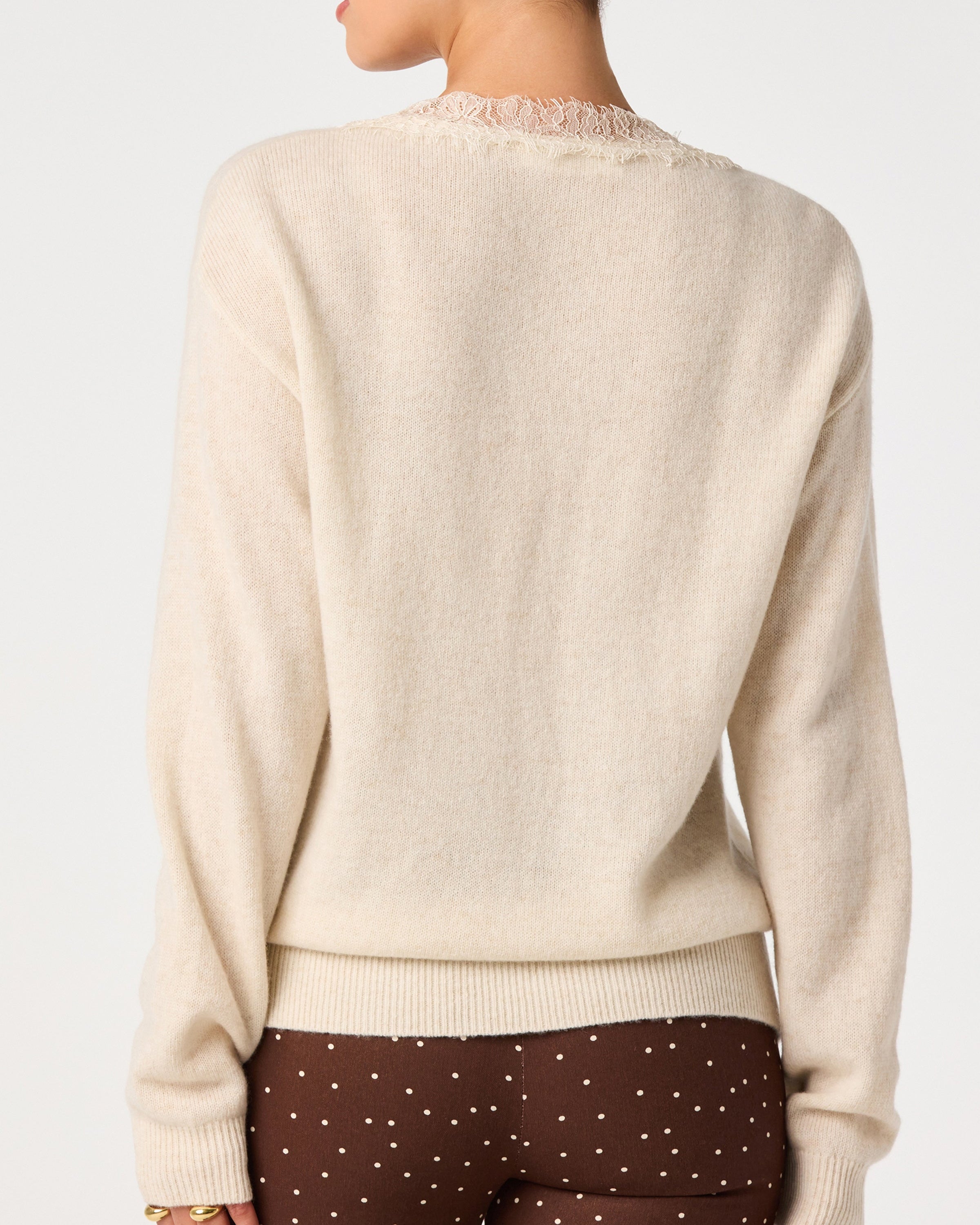 Jadyn Ivory Lace V-Neck Sweater