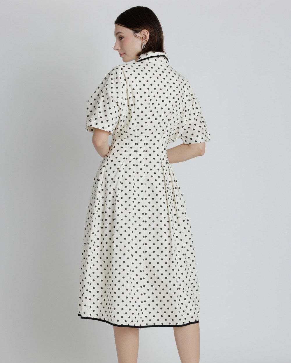 Betsy Black Polkadot Shirt Dress