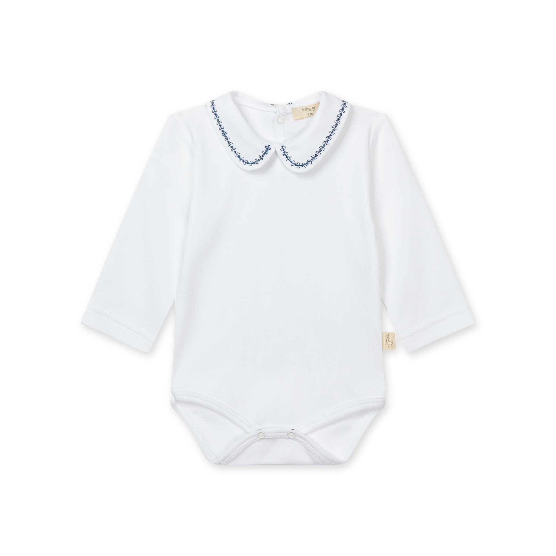 White & Navy Onesie with Peter Pan Collar