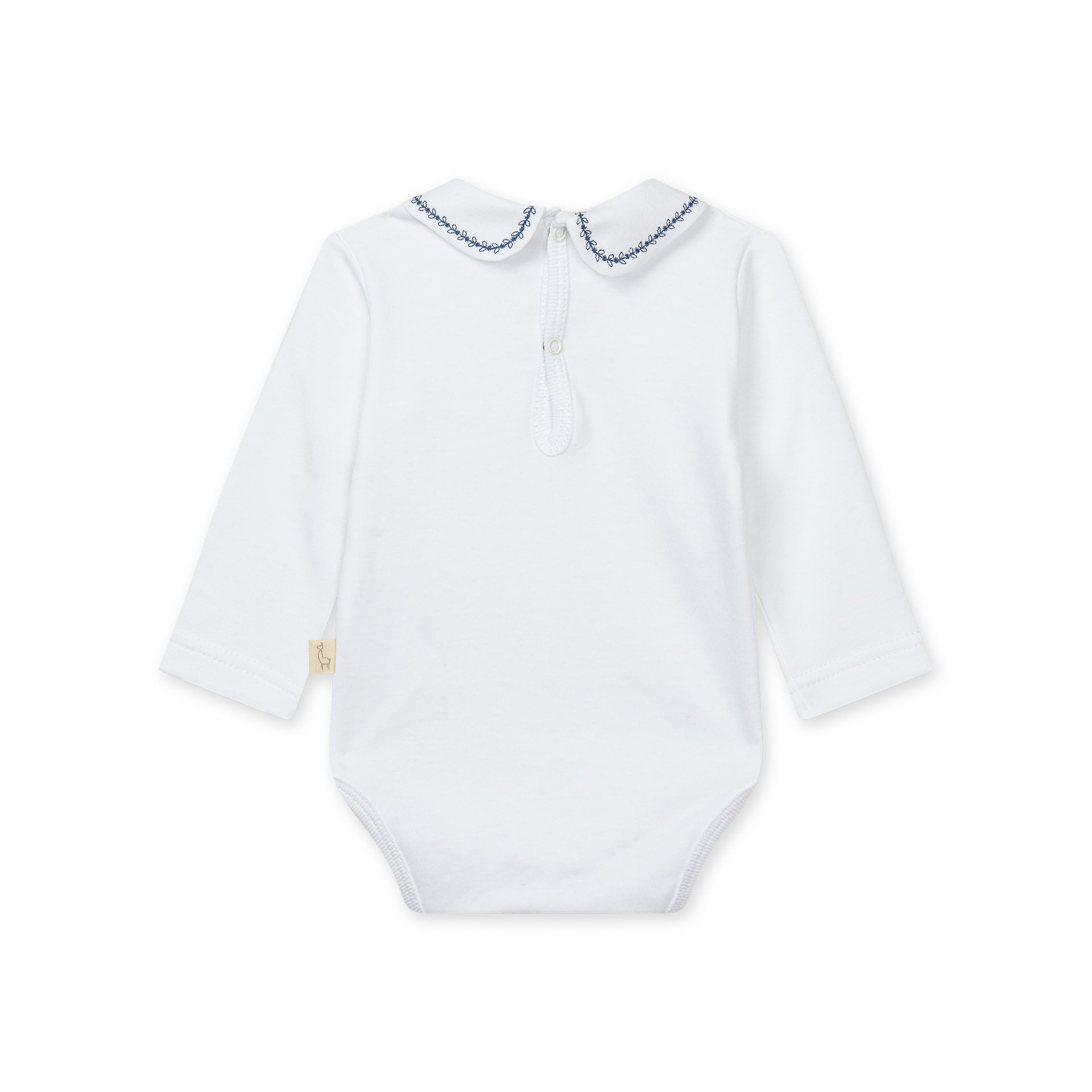 White & Navy Onesie with Peter Pan Collar