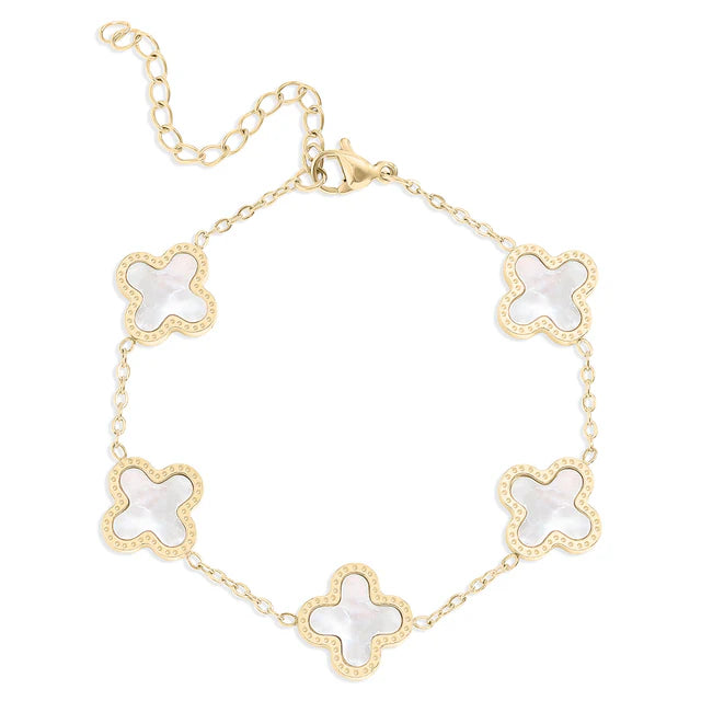 18K Gold Sealed Clover Charm Bracelet
