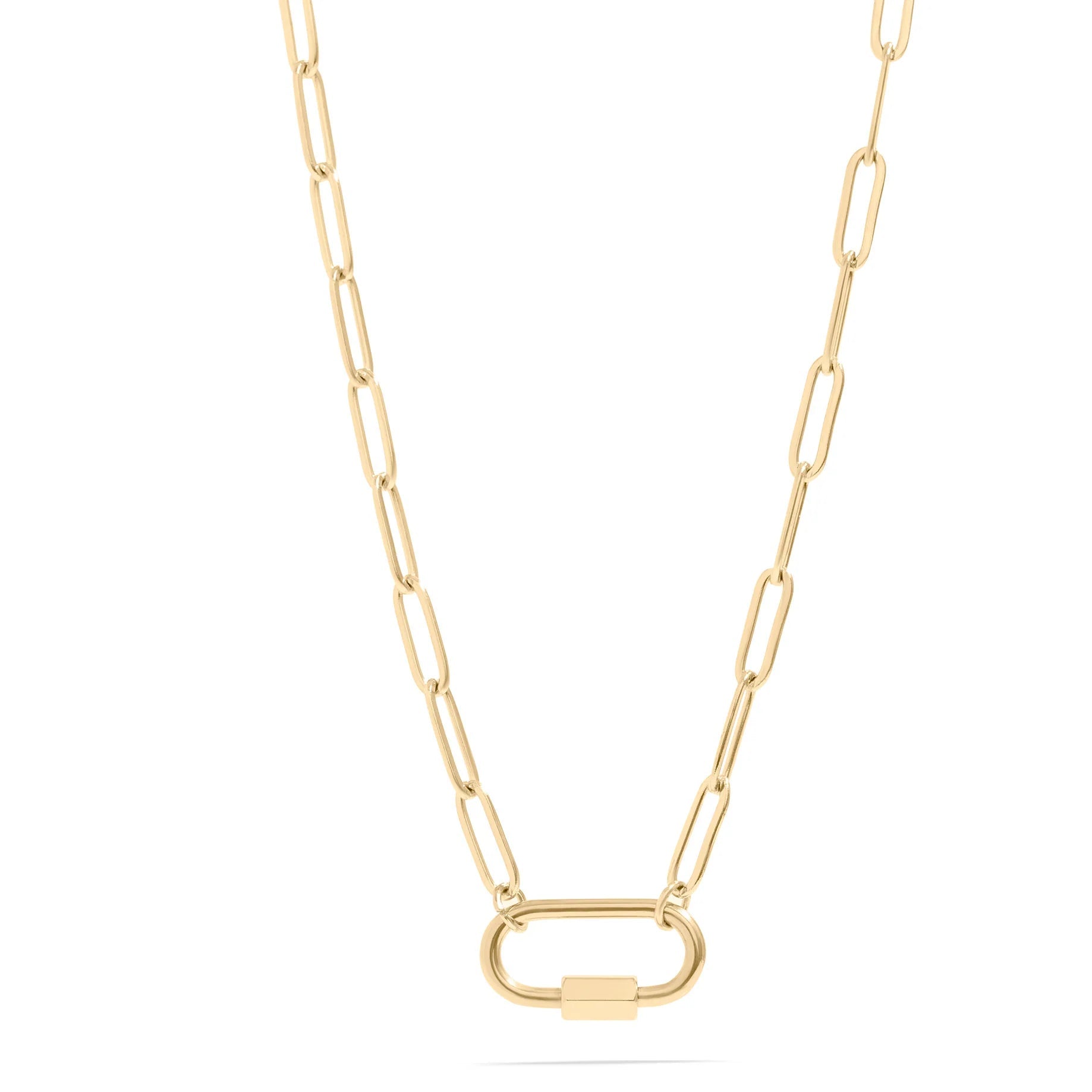 Gold Carabiner Paperclip Necklace