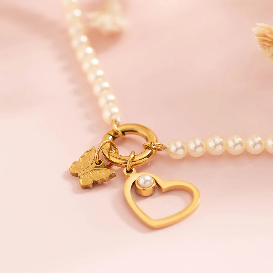 Glass Pearl Charm Keeper Necklace