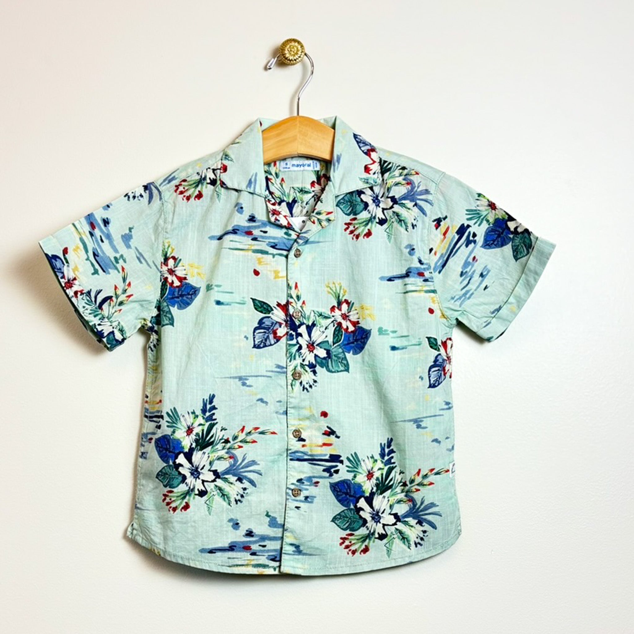 Green Tropical Print Shirt