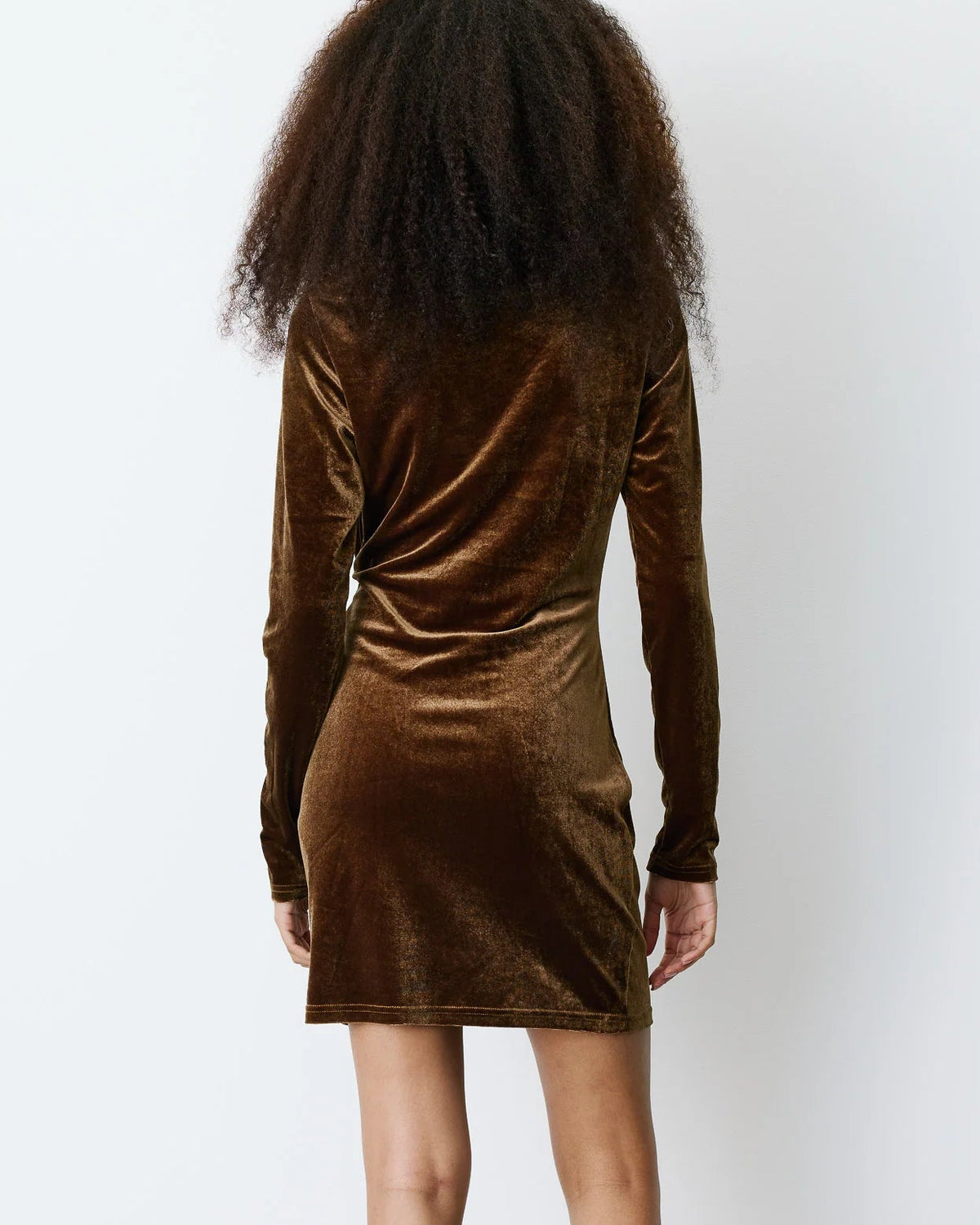 Cinnamon Velvet Side Twist Short Dress