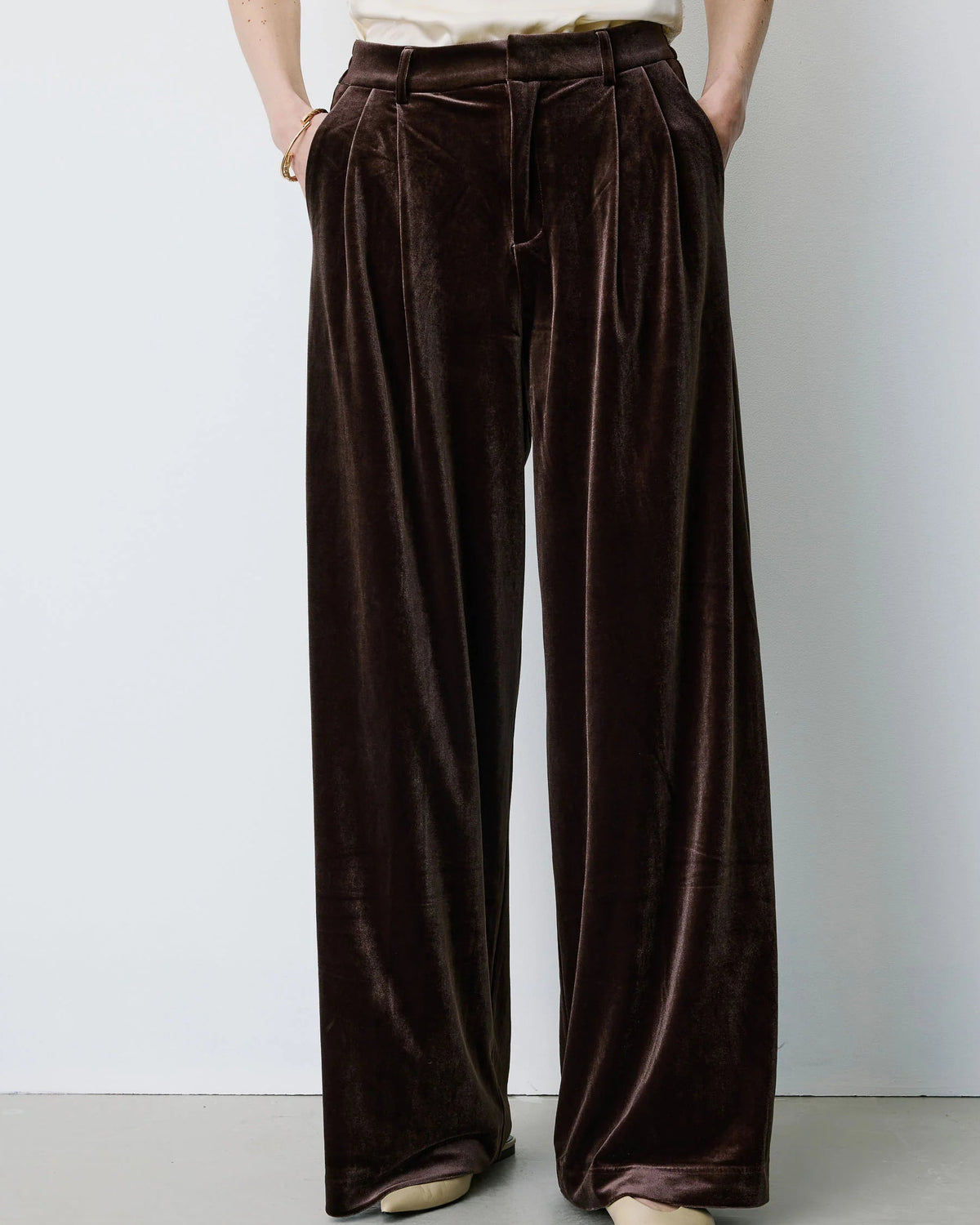 Brown Velvet Pleated Trouser