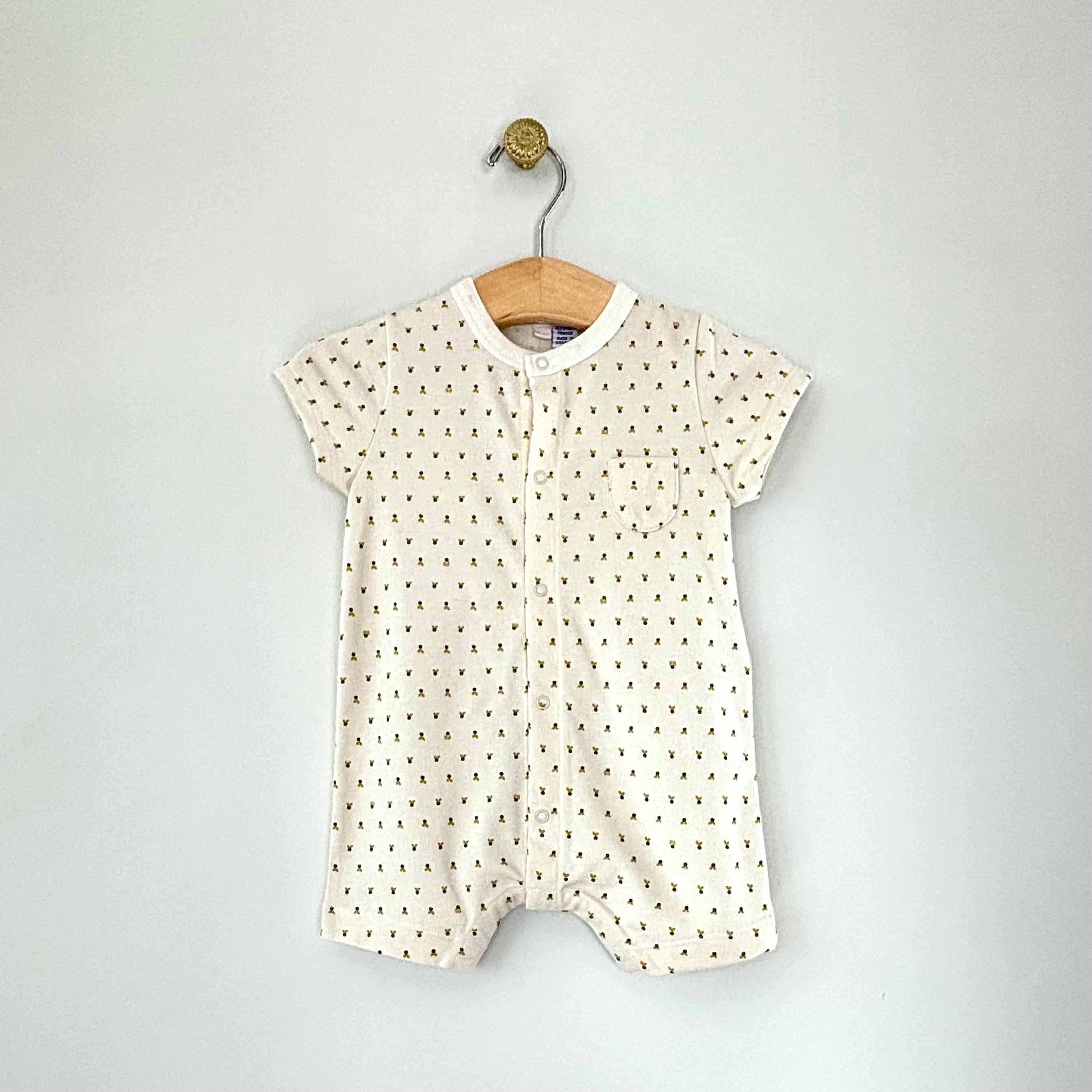 Petit Bateau Cream Navy Dots Romper