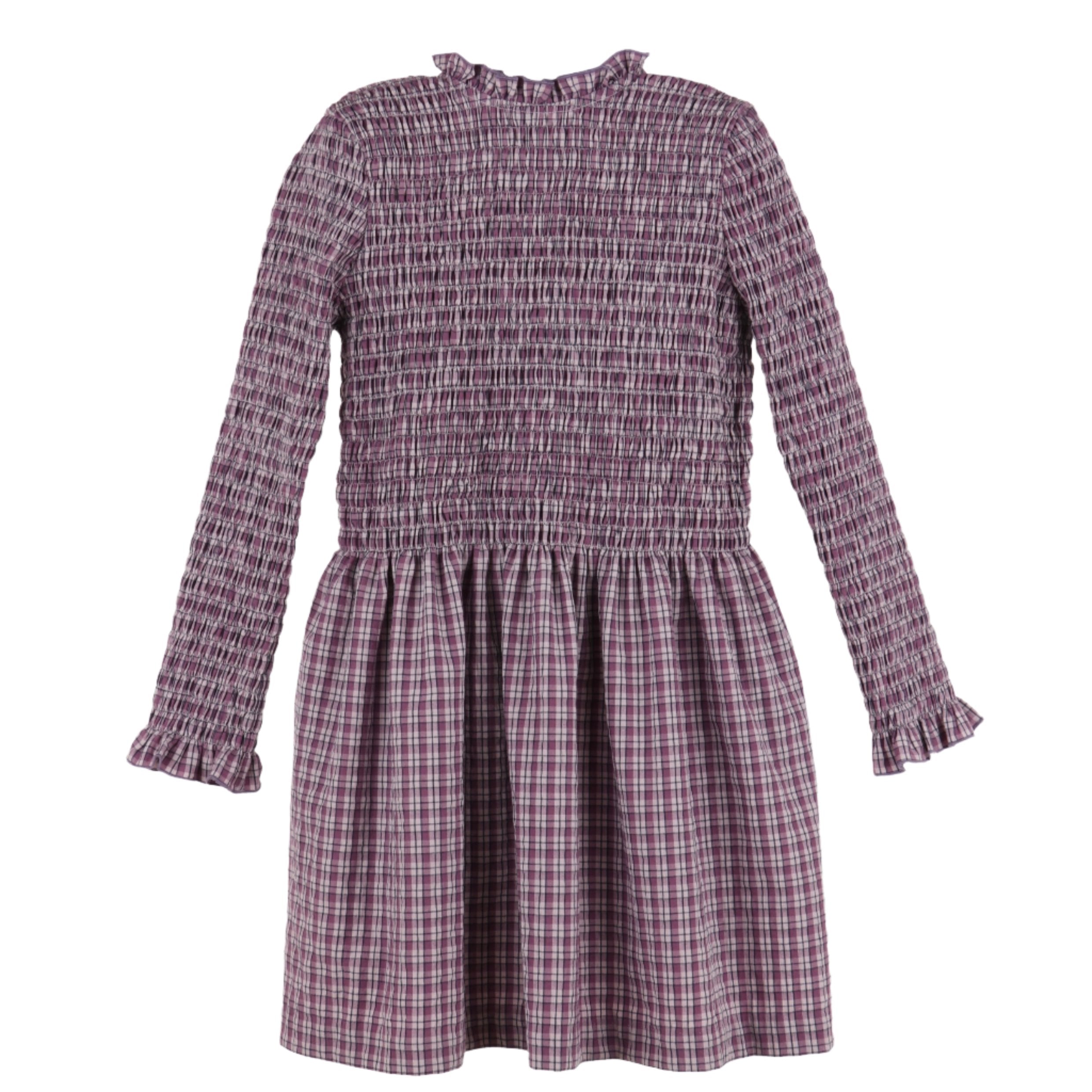 Purple Plaid Smocked Dress