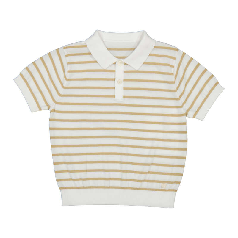 Boy's Camel Stripe Polo Sweater