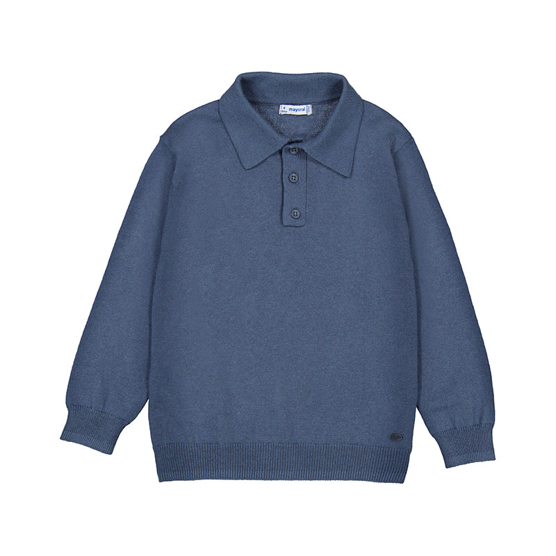 Boy's Steel Blue Polo Sweater