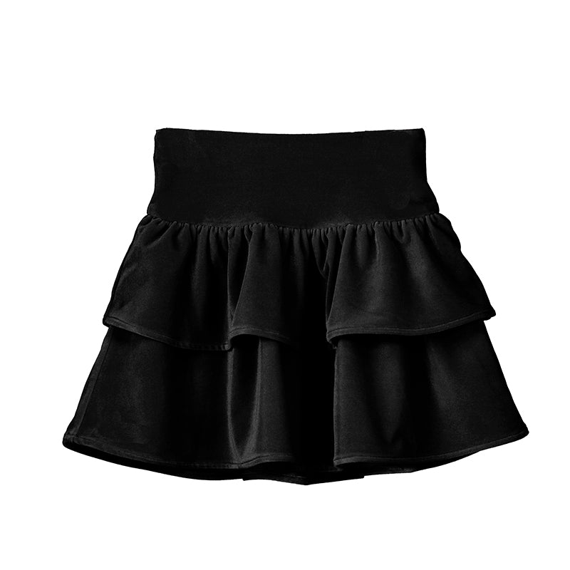 Black Velvet Layered Skirt