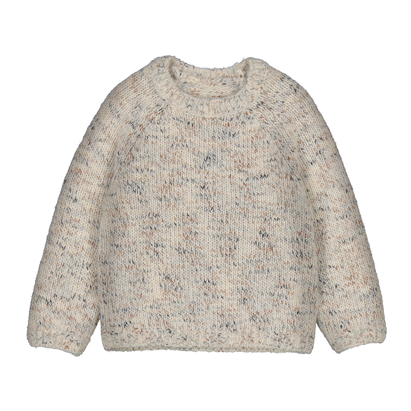 Boy's Cream Verigated Crew Neck Sweater