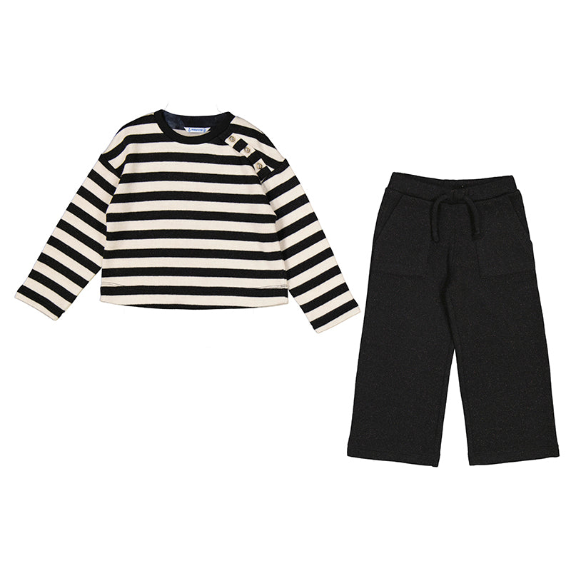 Black Stripe Knitted Pantset