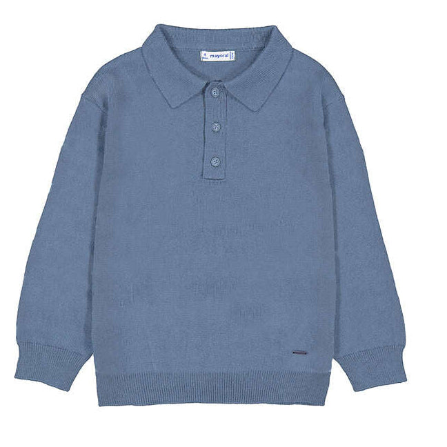 Slate Blue Long Sleeve Polo Sweataer