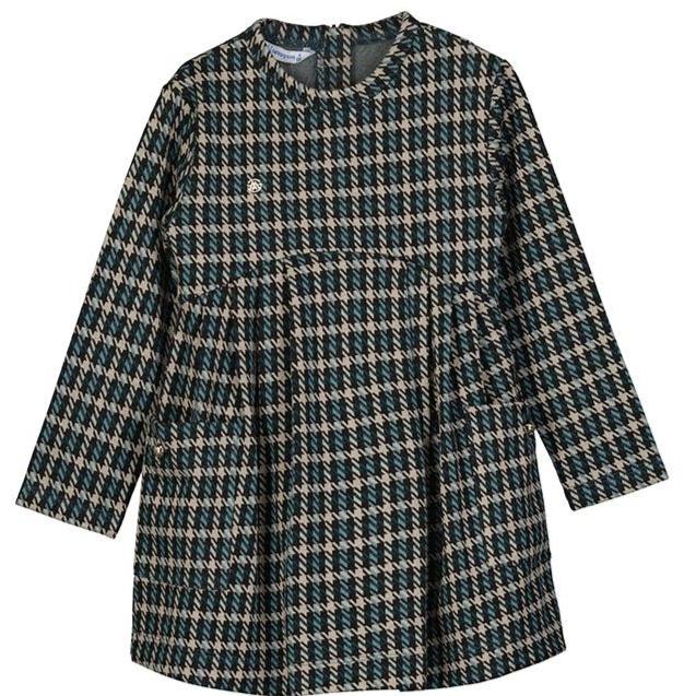 Forest Houndstooth Rayon Dress