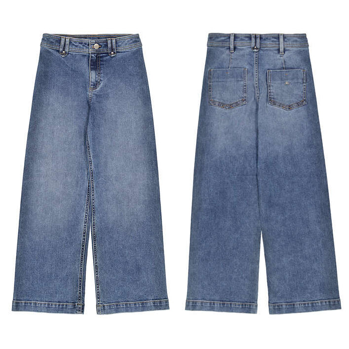 Girls Wide Leg Washed Denim Pant