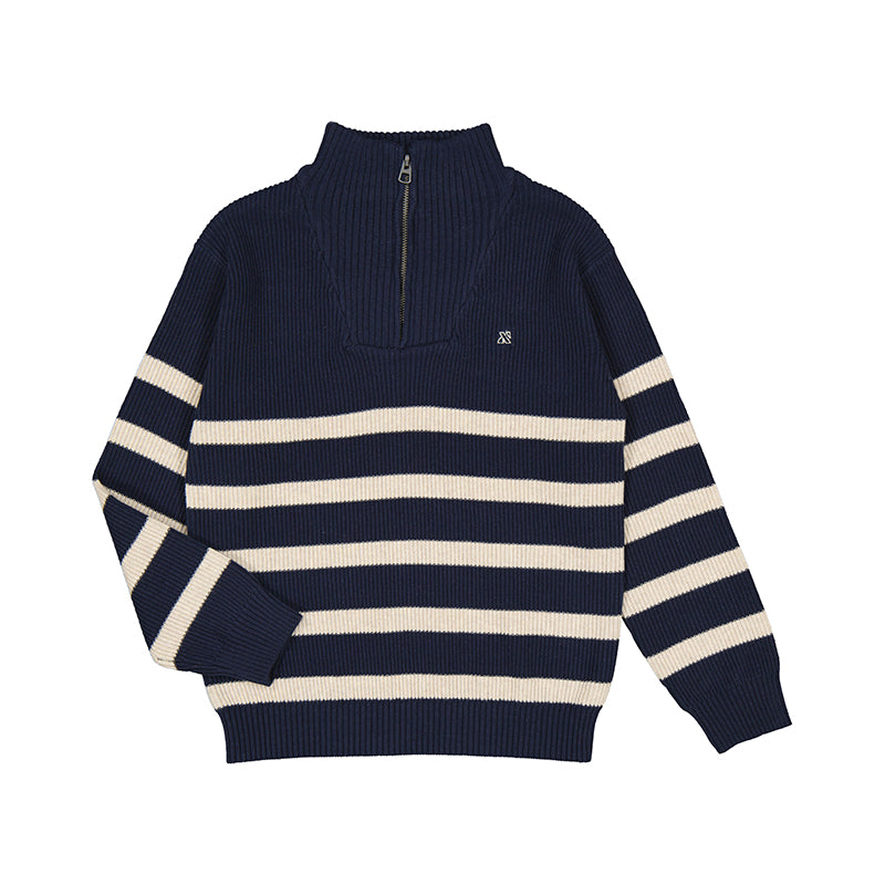 Navy Stripe Sweater Half Zip