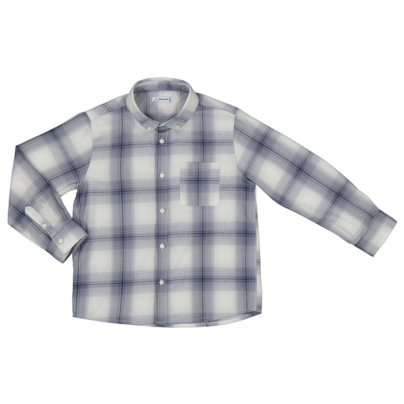 Blue Cream Plaid Shirt