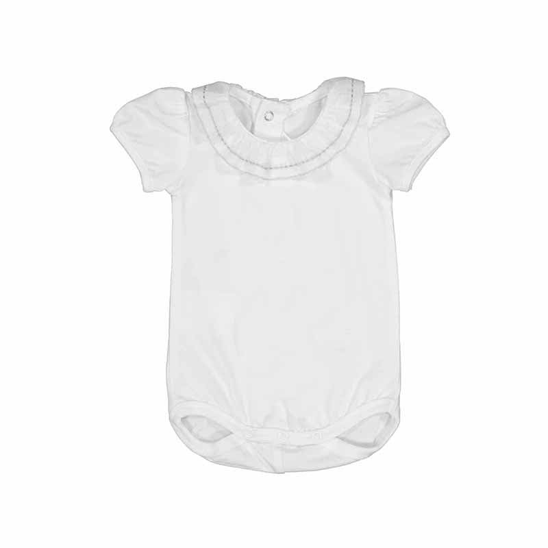 White Onesie Woven Ruffle Collar