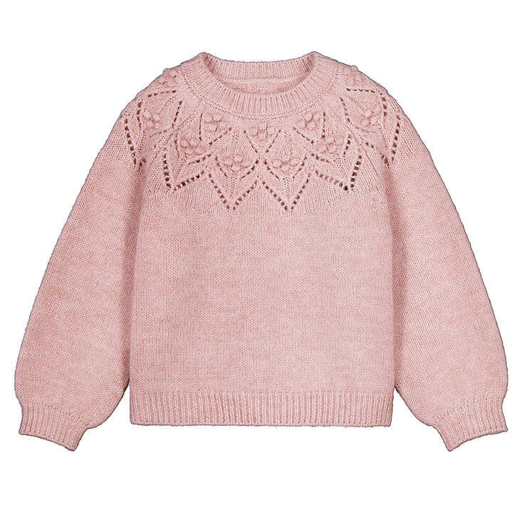 Pink Pointelle Yoke Sweater