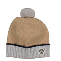 Camel Grey Infant Cap with Pom