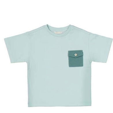 Boy's Seafoam Tee Woven Pocket