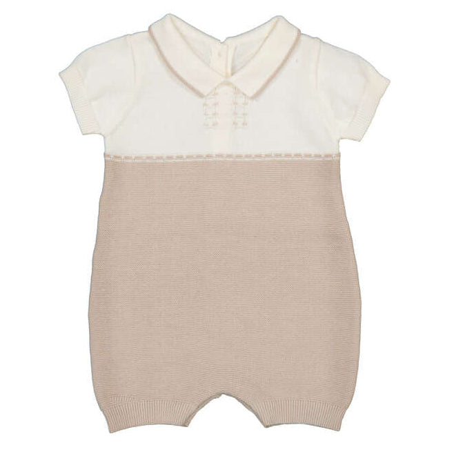 Tan & Ivory Knitted Romper
