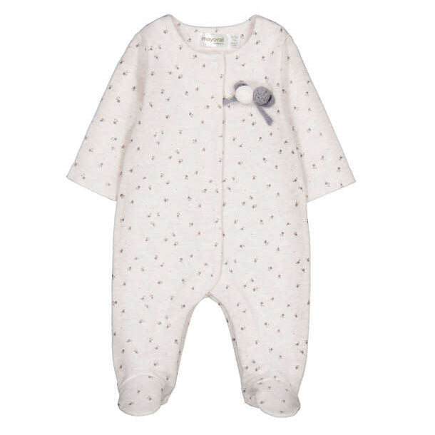 Oatmeal Taupe Flower Print Footie