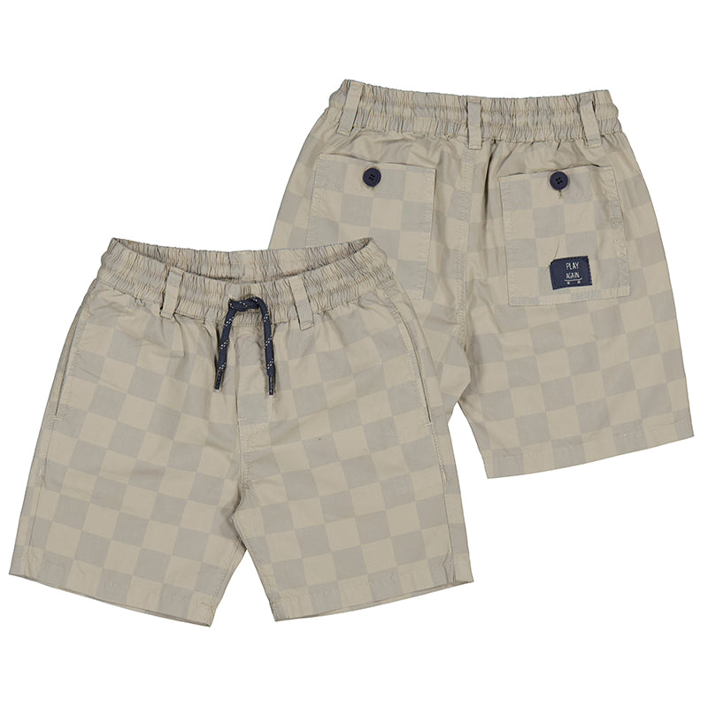 Grey Checkered Drawstring Short