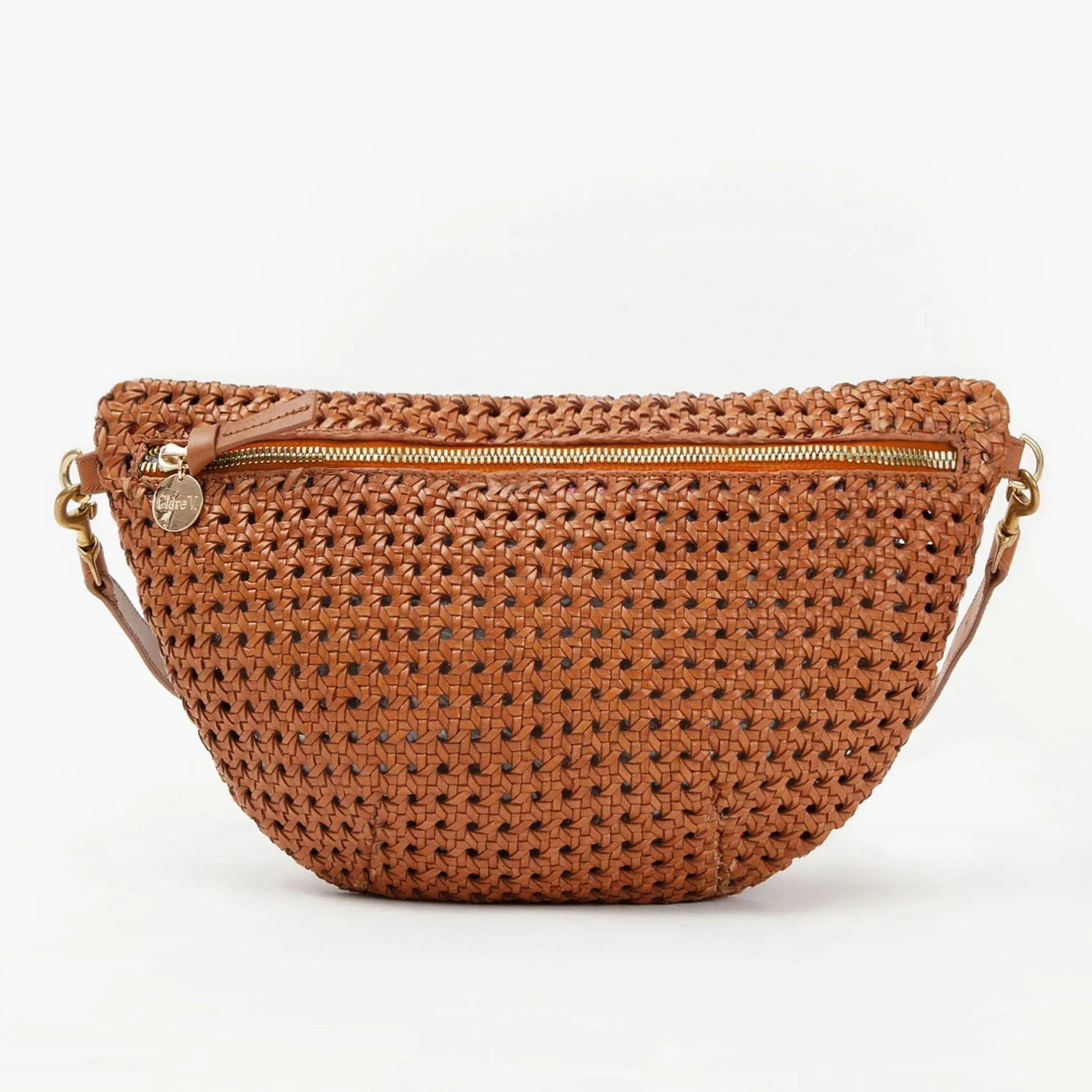 Clare V Grande Fanny Natural Cream woven check