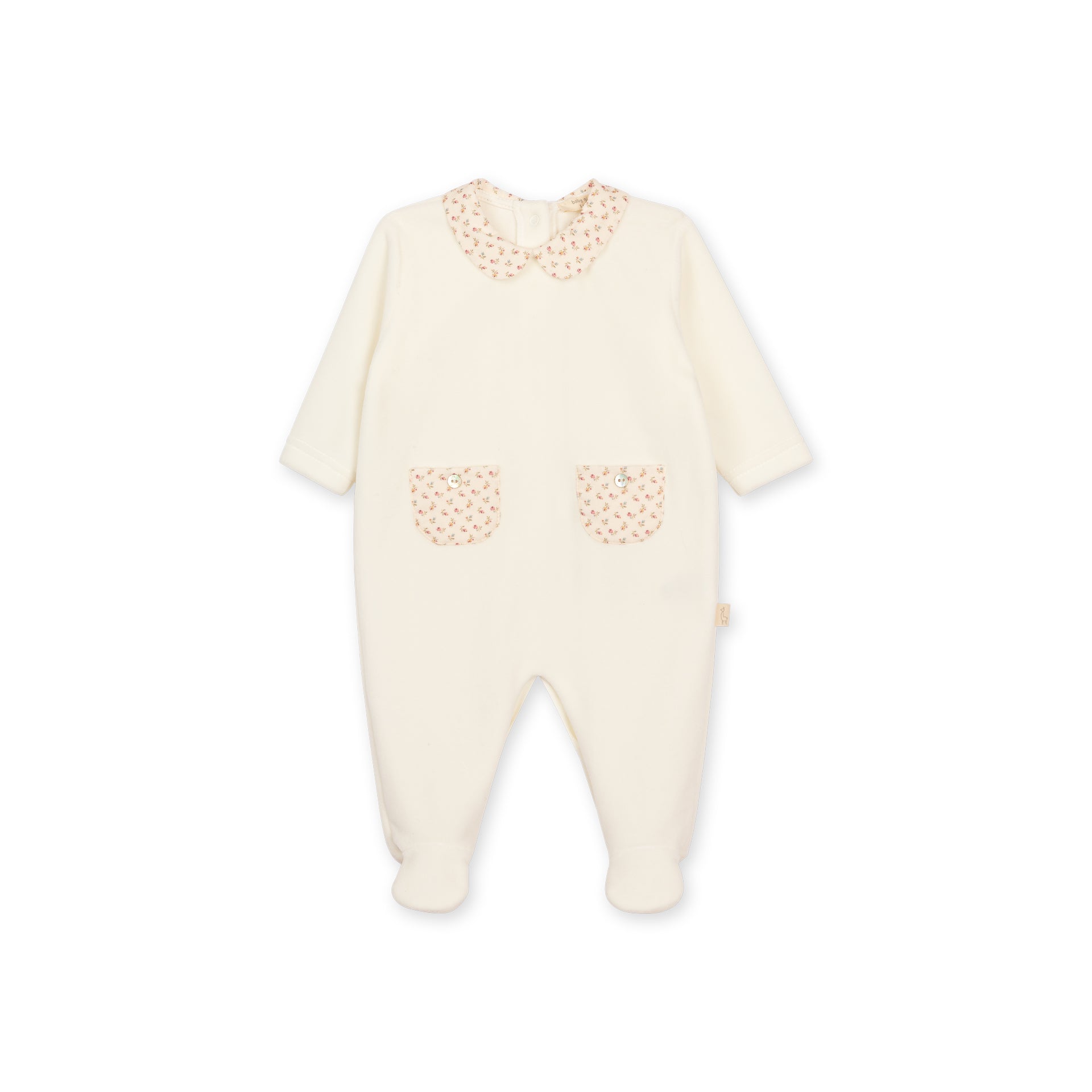 Ivory Heather Velour Footie