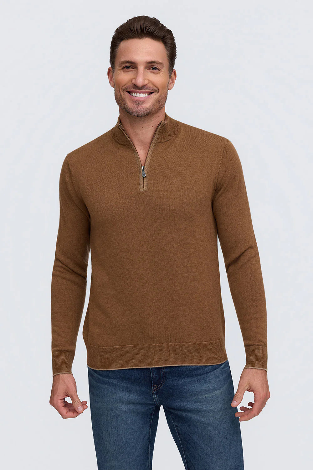 Men's Camel Merino Half Zip