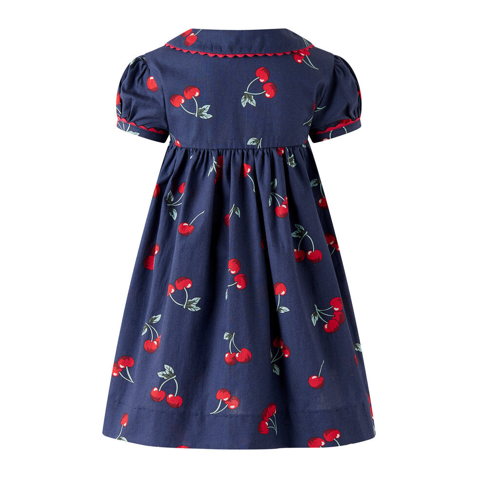 Navy Cherry Ricrac Dress & Bloomers