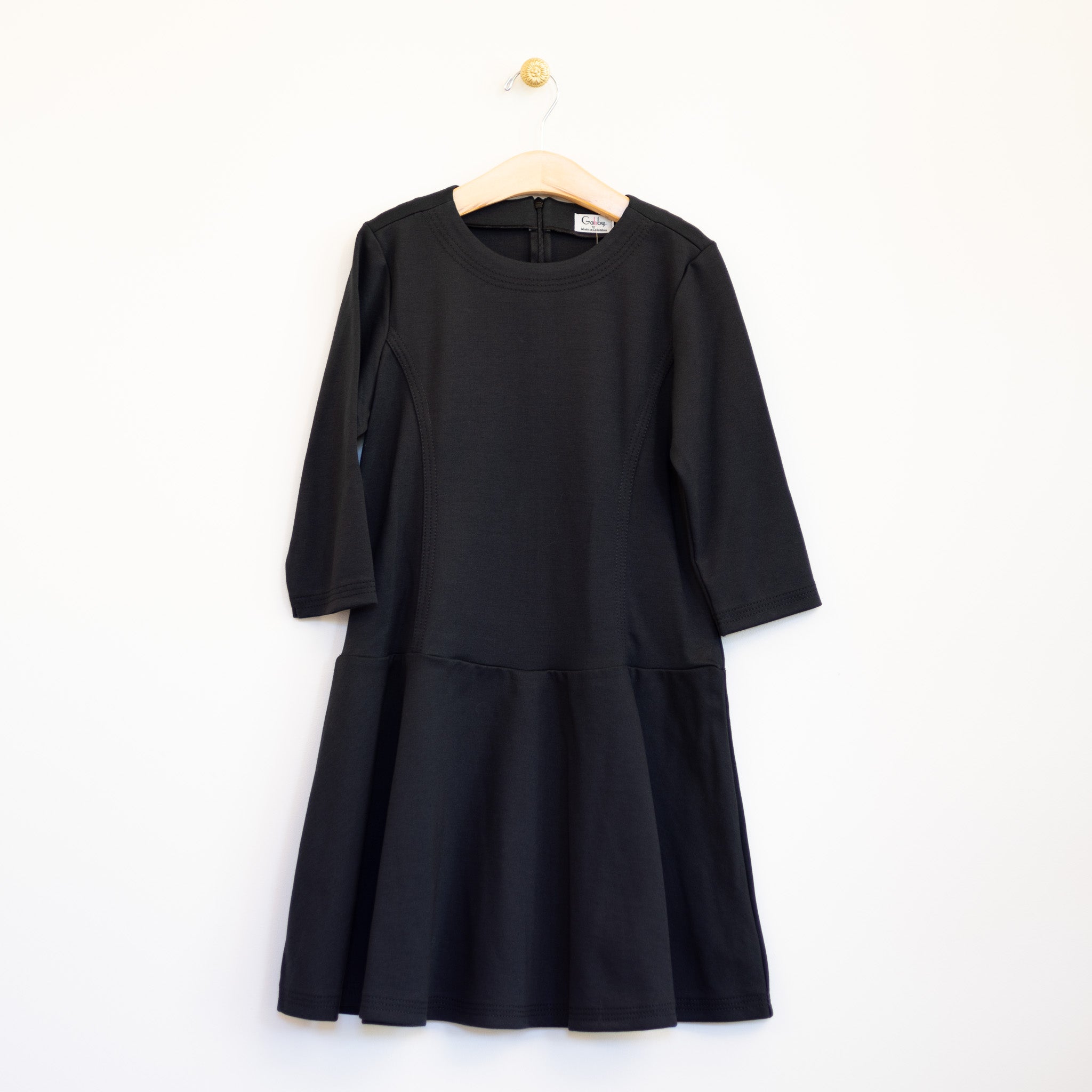 Girl's Black Ponte Drop Waist Dress