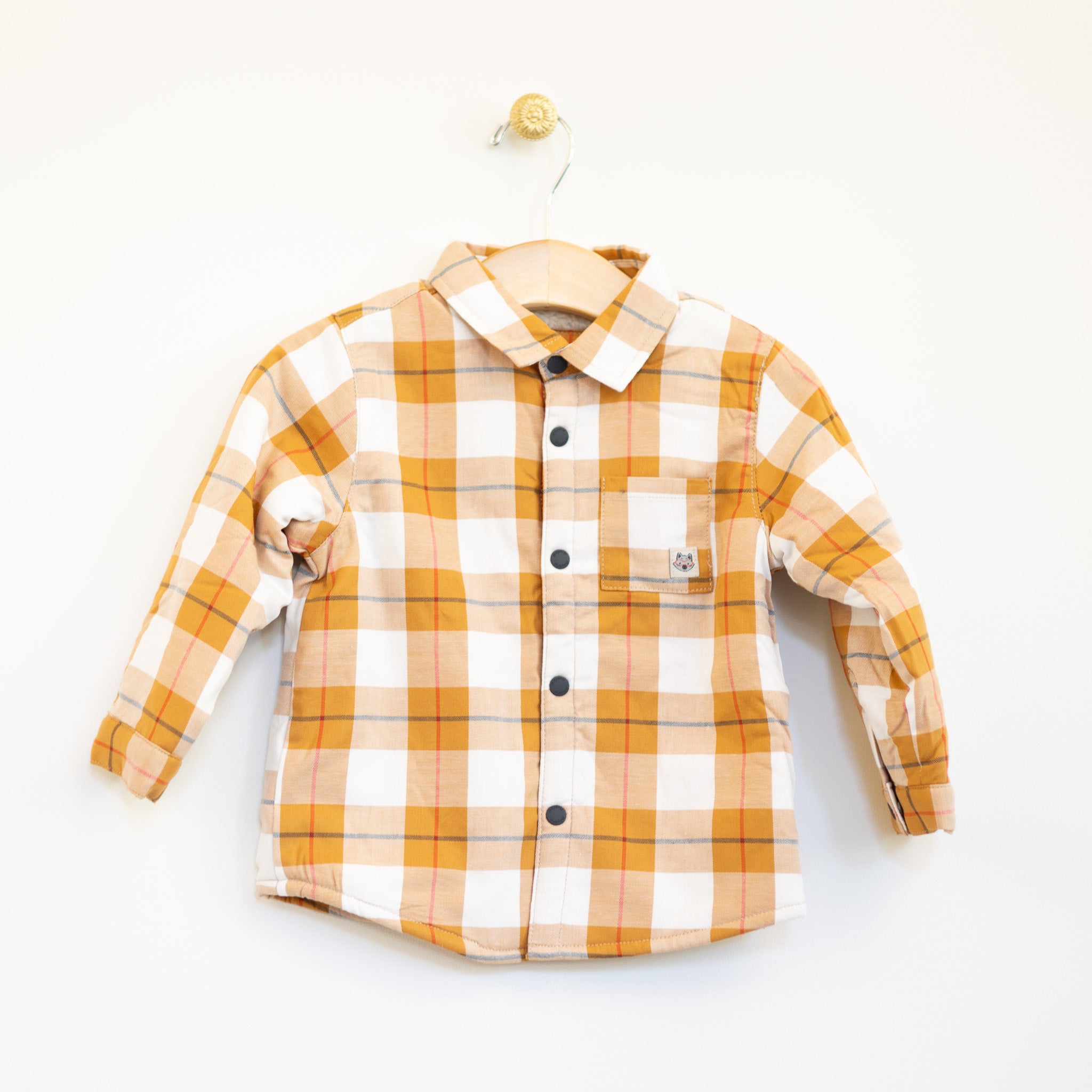 Orange Plaid Shirt Jacket