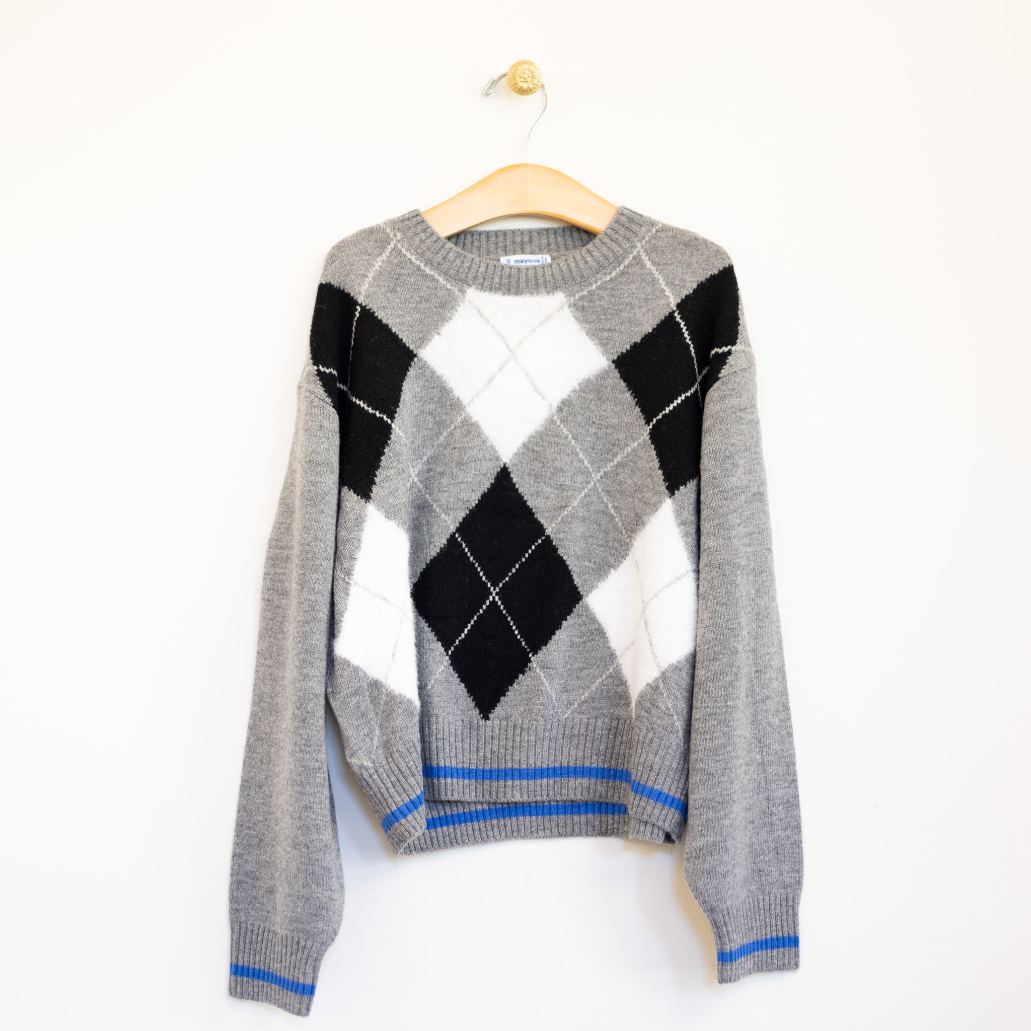 Grey Argyle Sweater