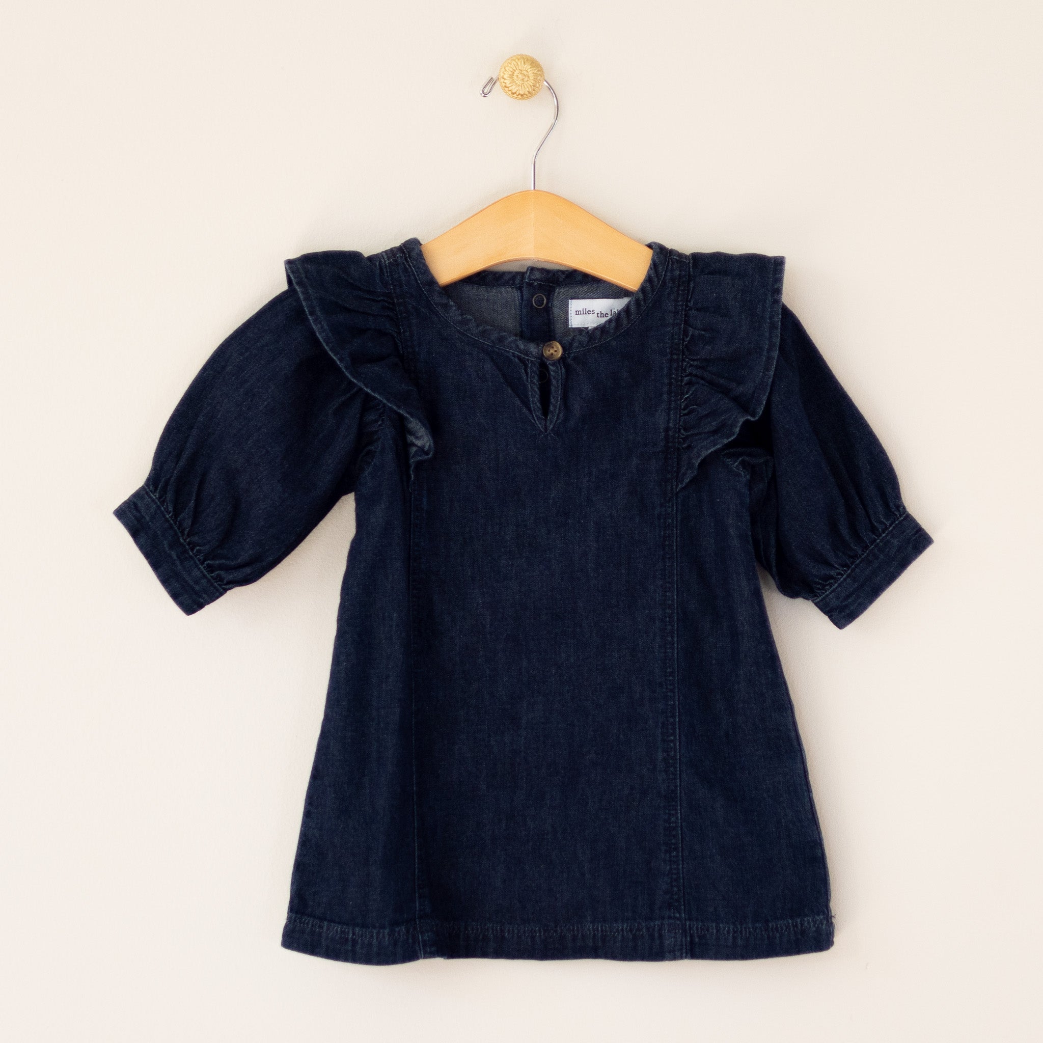 Denim Infant Dress Ruffle Shoulder