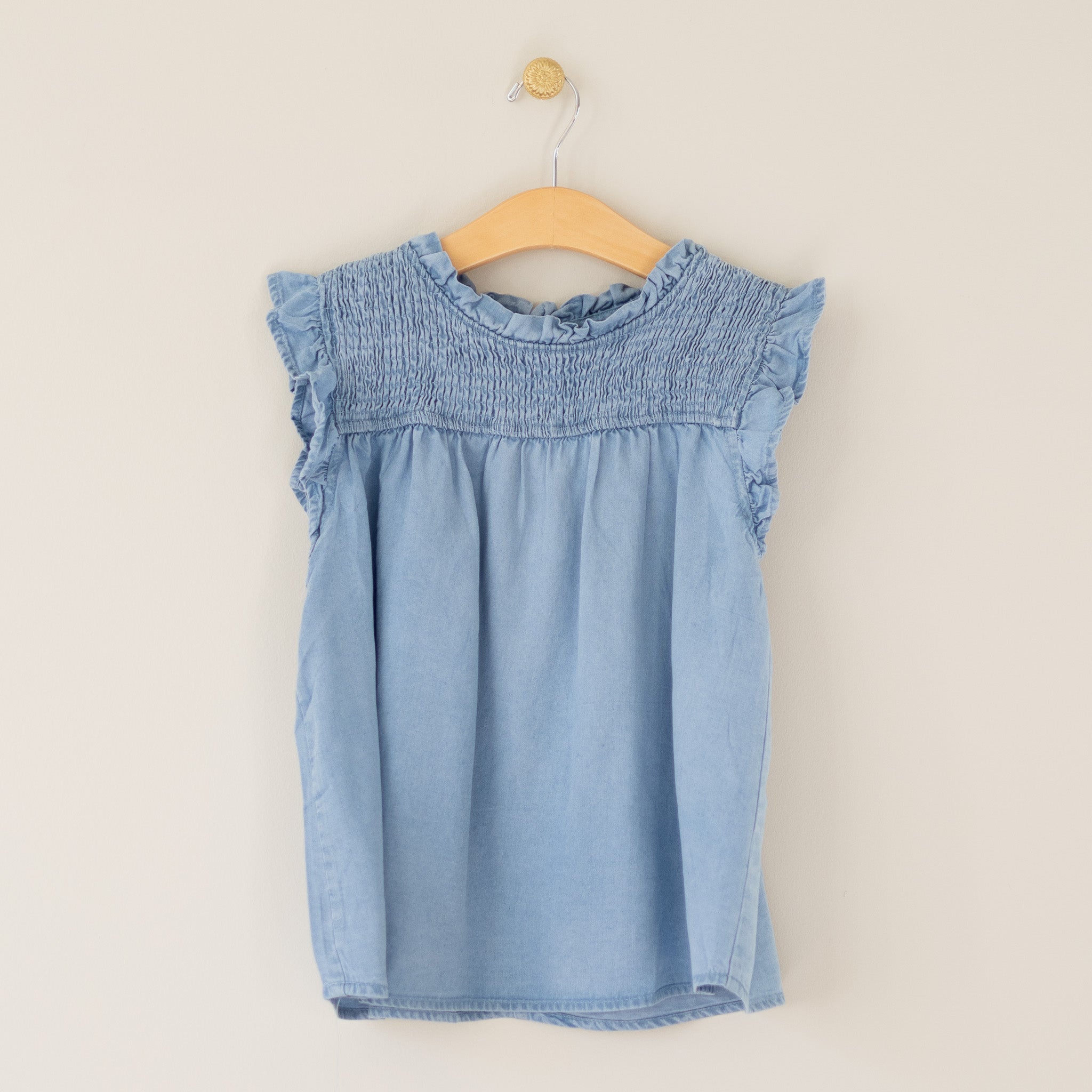 Denim Flutter sleeve top