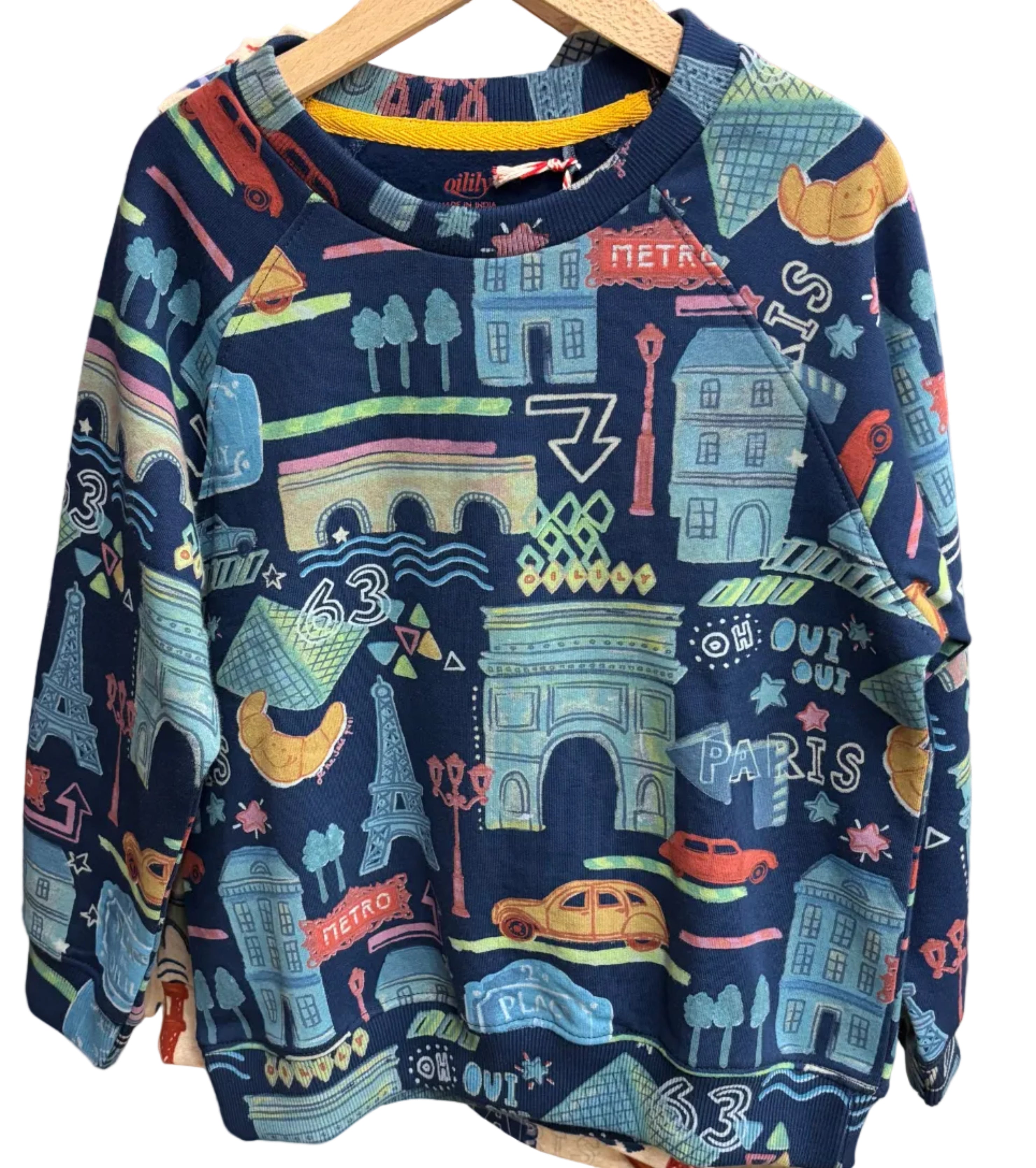 OIlily Blue Paris Print Crew Sweatshirt
