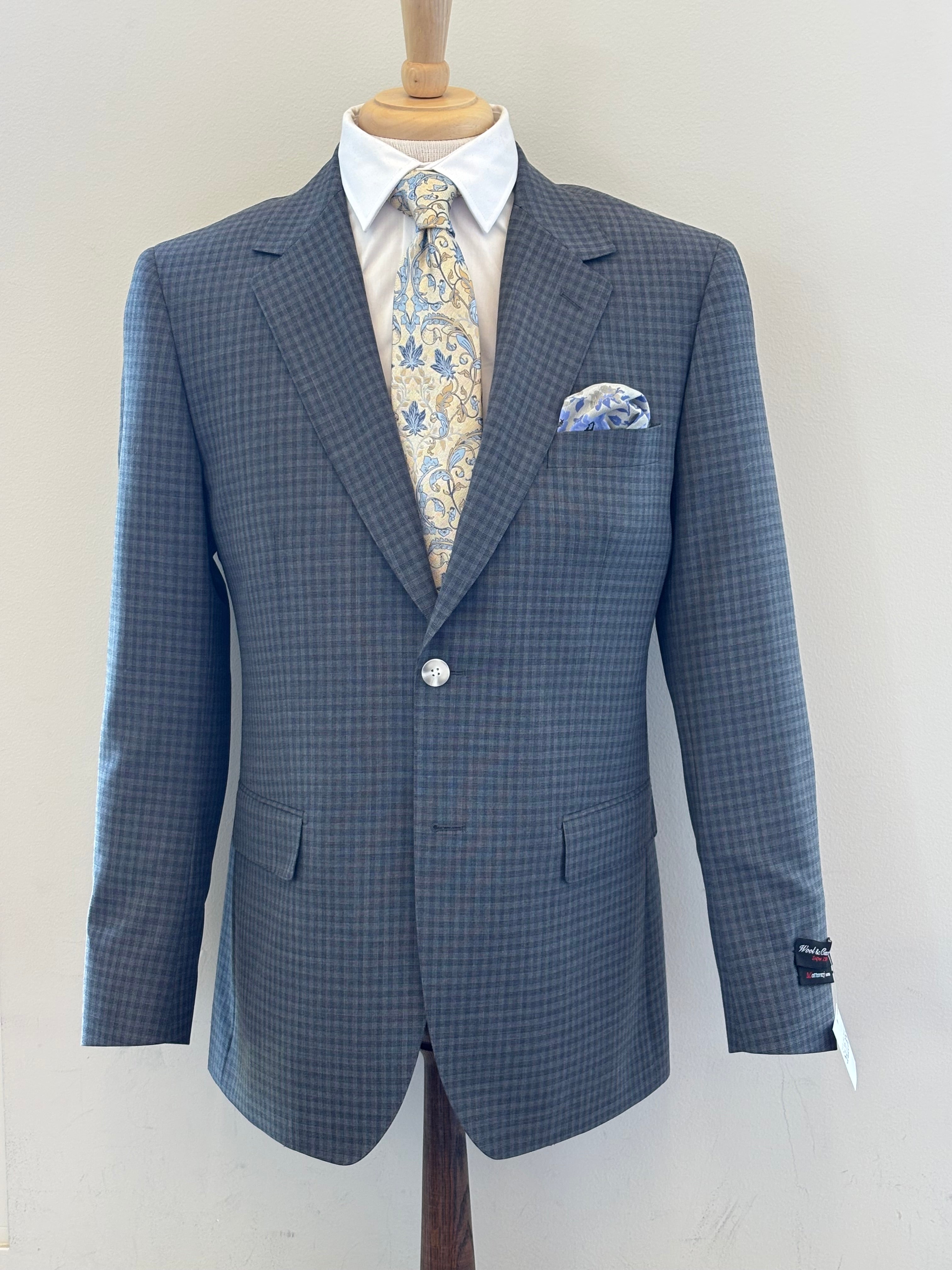 Men's Grey Check Italian Suit
