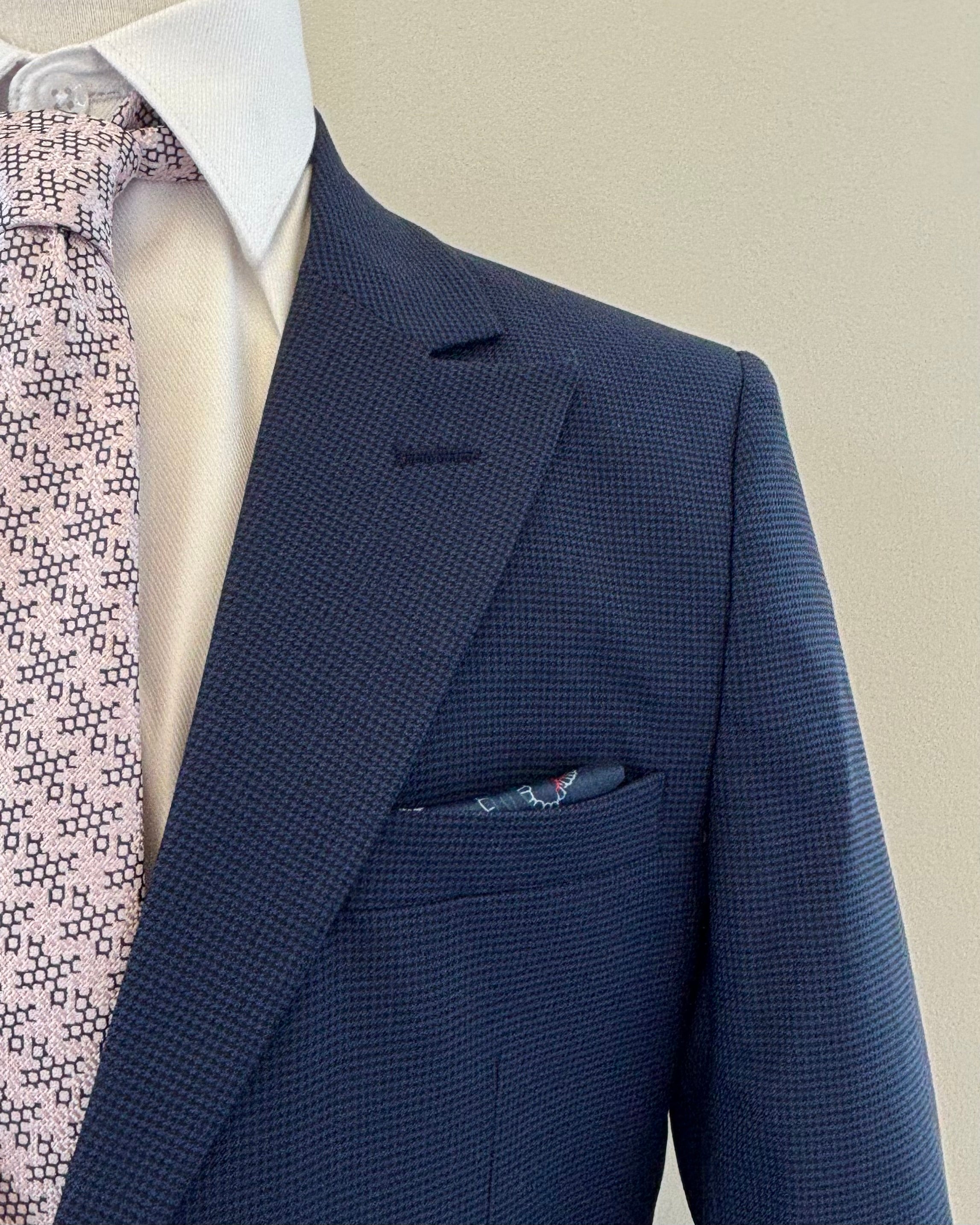 Boy's Navy Micro Check Suit LZ