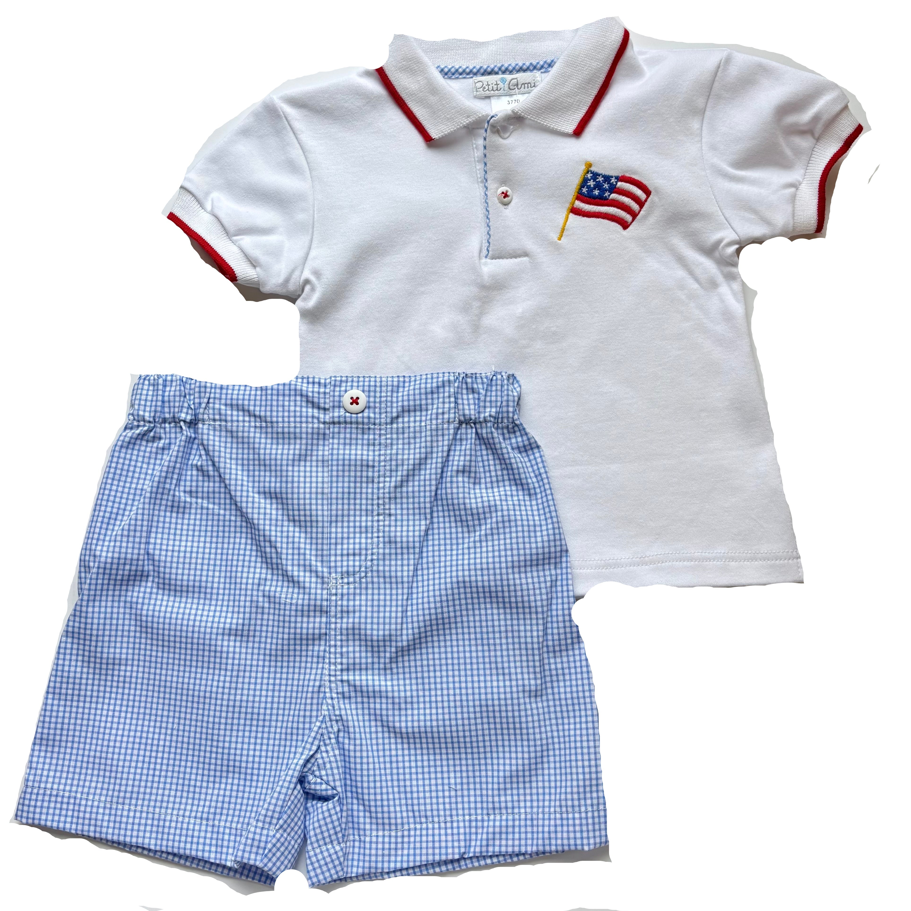 American Flag Polo Infant Shortset