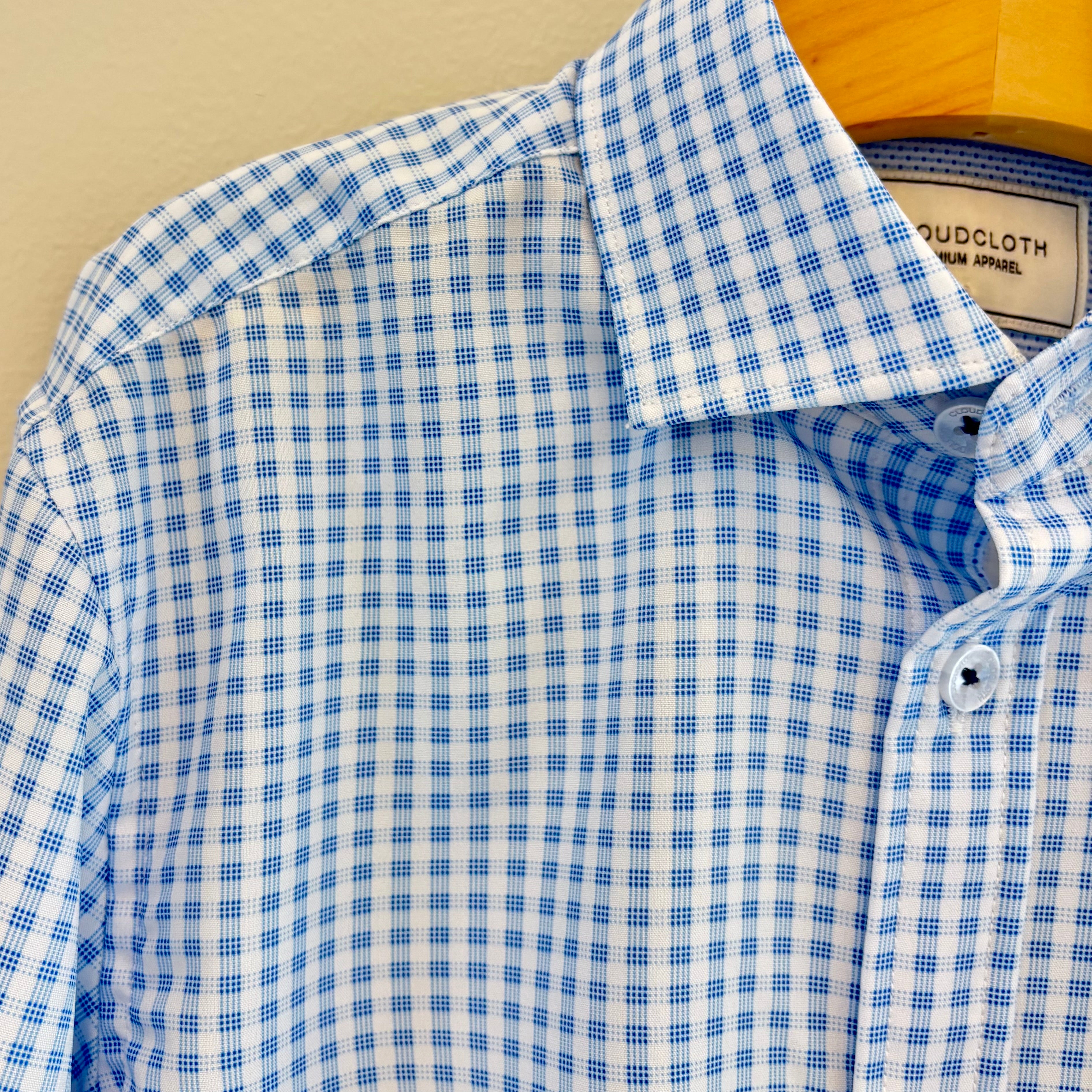 Men's 4-Way Stretch Blue Gingham Shirt CC