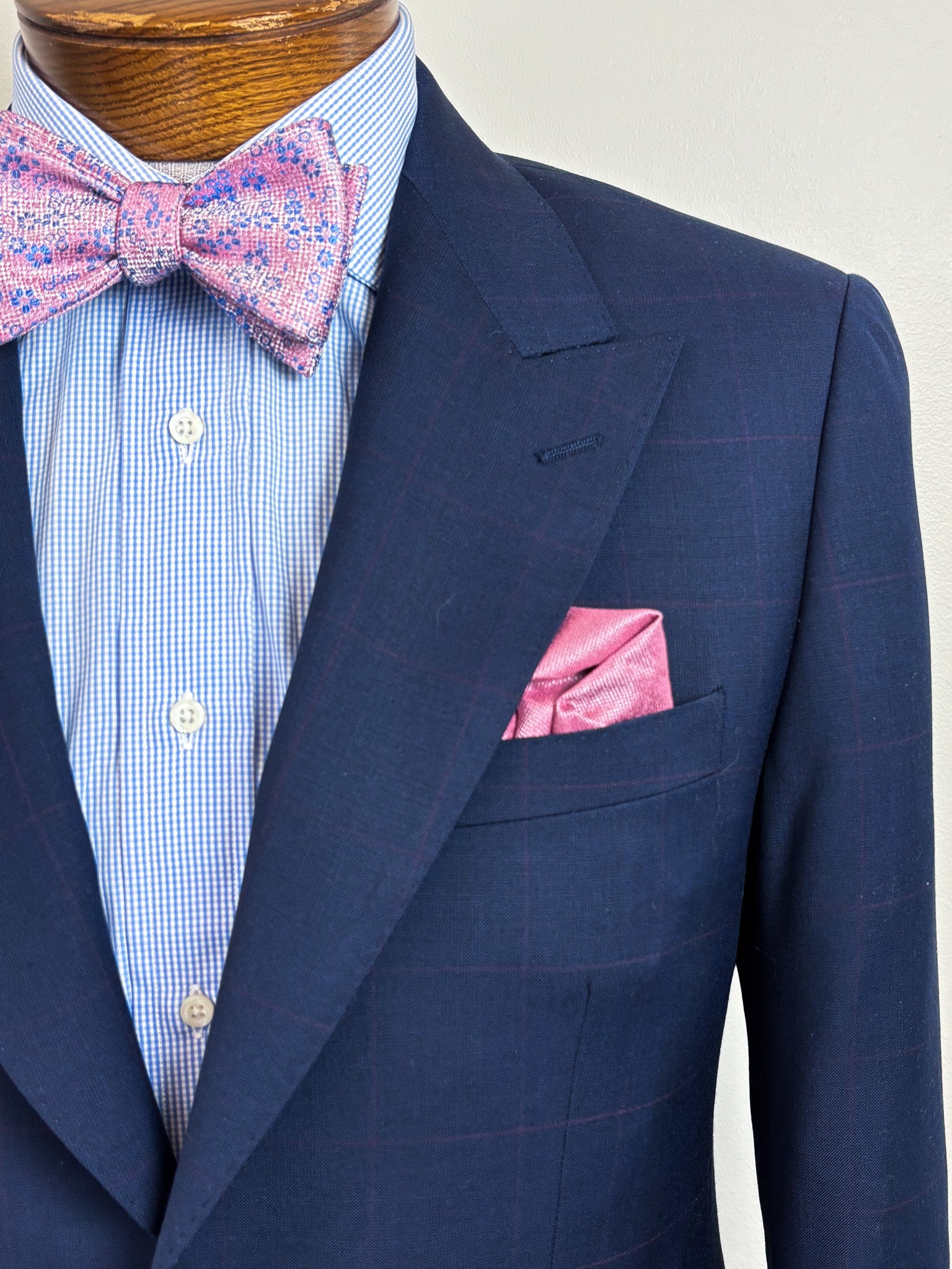 Luca Navy/Wine Windowpane Suit